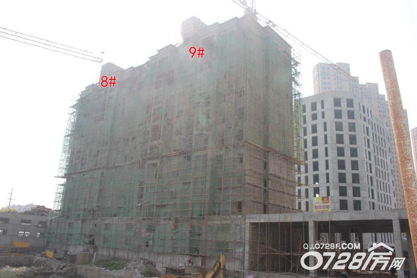 御景豪庭9月工程进度8#、9#楼，已封顶，现正进行内墙隔断施工