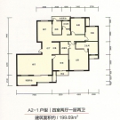 天门新城7期A2-1户型 4室2厅2卫 199.69平米