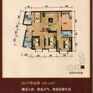 东湖豪庭B3户型户型 3室2厅2卫 128.16平米