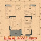 鸣宇锦程F户型户型 2室2厅2卫85.88平米