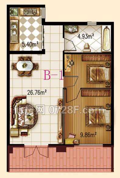 仙桃颐和公馆5#楼B-1户型图