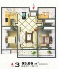 三合鑫城二期户型户型 2室2厅1厨2卫93.86平米