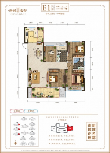 仙桃晟美·新城名都e1户型图