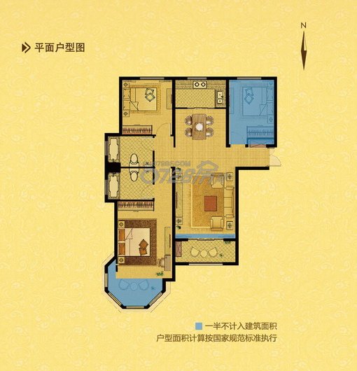 潜江中南世纪城通透三房户型图