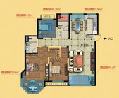 中南世纪锦城10#楼E1户型 3室2厅2卫 131平米