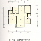天门新城7期B1户型户型 3室2厅1卫 113.57平米