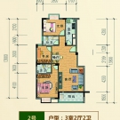 滨江星城2001户型 3室2厅2卫 108.83平米
